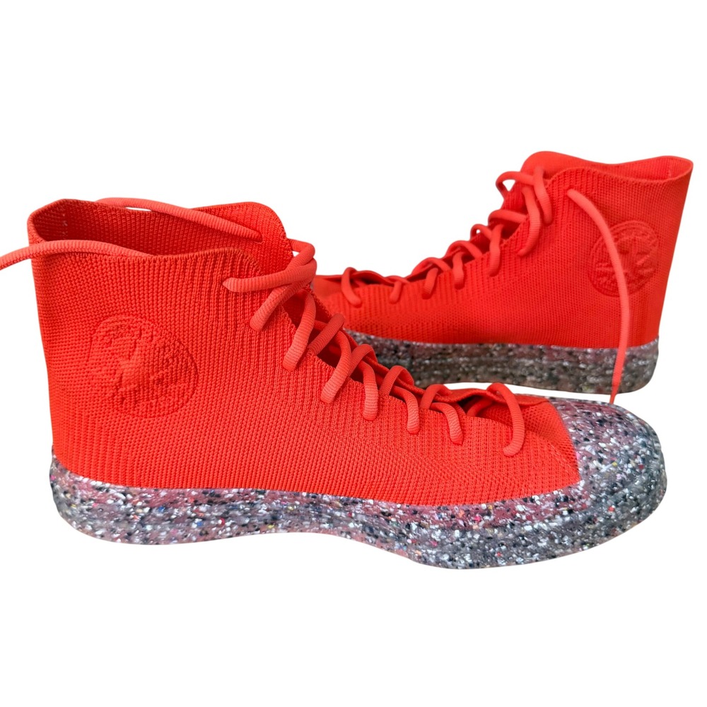 Converse Chuck Taylor Mens 9 Orange Renew Crater Knit High Top Sneakers 170865C